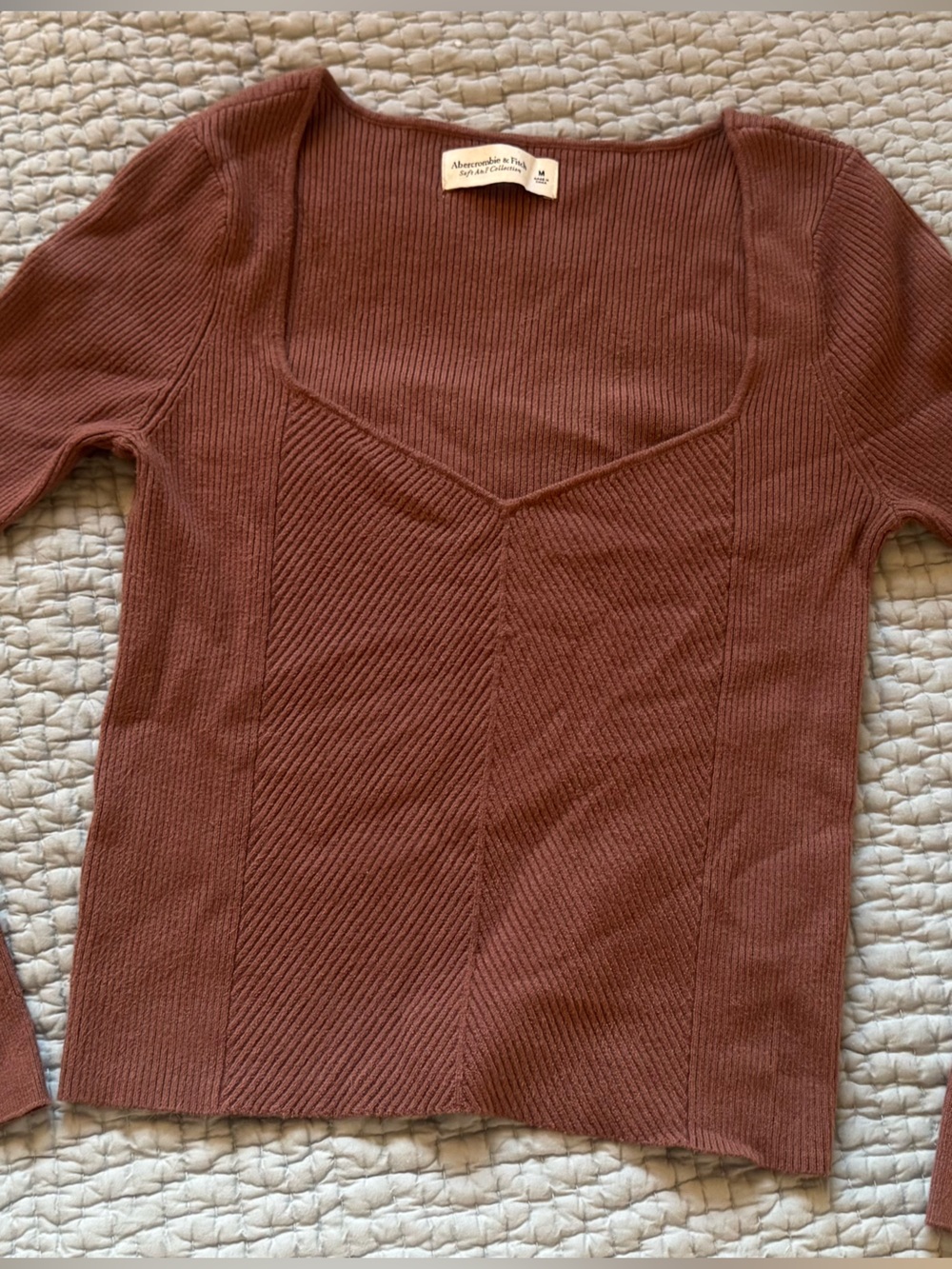 Abercrombie & Fitch Wonens Rust Ribbed Sweater Medium